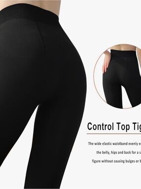 Control Top Black Tights - Women's Shaping Leggings